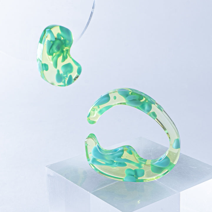 mom ear ware / earrings L size / green-03 / NEWSED