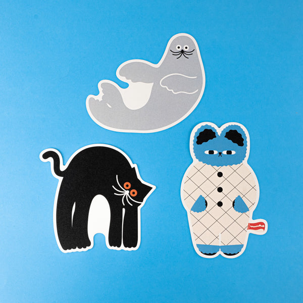 Die-cut postcard set / bear, cat, seal / umao
