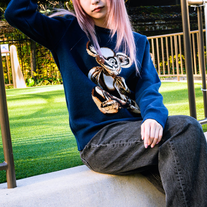 12/20 AM10:00 (JST) - Sales start [Metal Knit] SARU / Knit sweater / NAVY / Knitting☆Horinouchi×VINYL