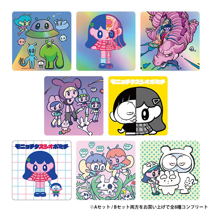 Sticker lottery 4 types B set / Sushio x Monyochita Pomichi