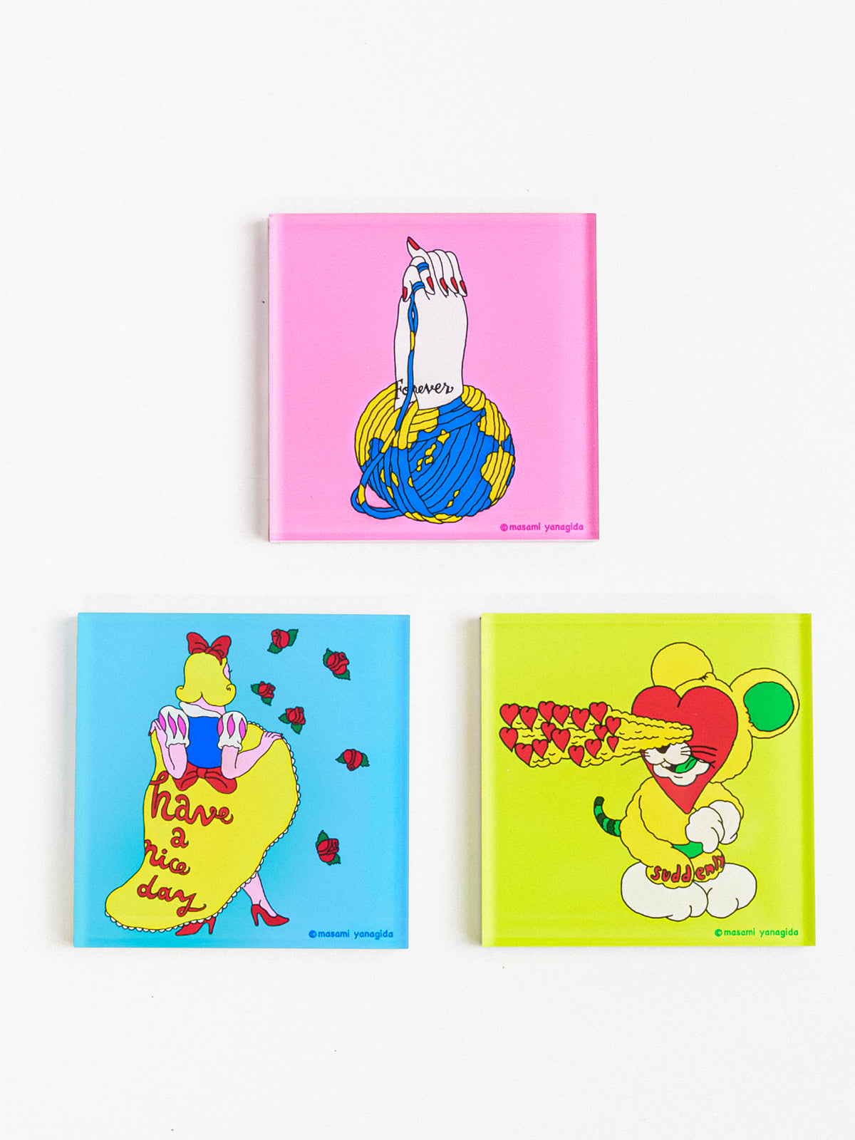 手芸作品 アクリルマグネット（ピンク） / ヤナギダマサミ