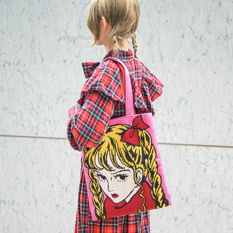 10/6 AM10:00(JST)-販売開始 編み物☆堀ノ内×須藤はる奈コラボニットバッグ（Pink）