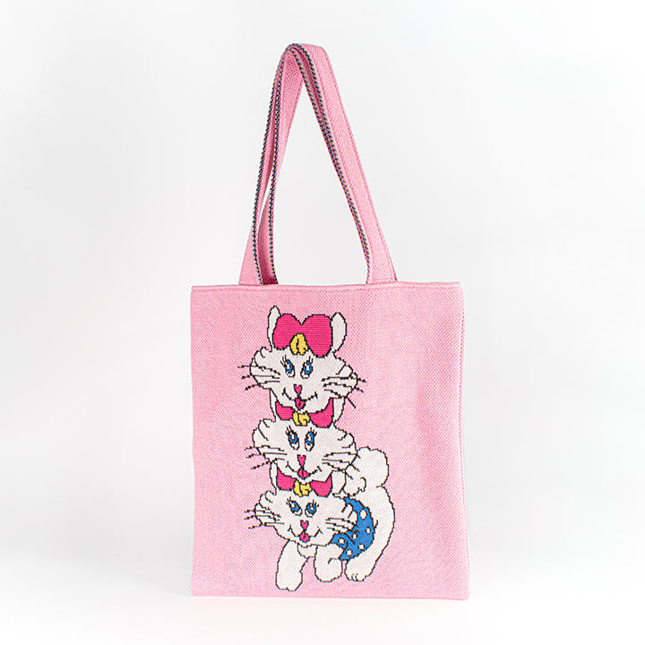 8/23 AM10:00 (JST) - Sales start Knitting ☆ Horinouchi x Yanagida Masami collaboration [Nyanko knit bag] / Pink