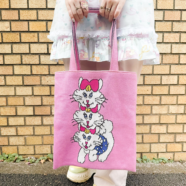 8/23 AM10:00 (JST) - Sales start Knitting ☆ Horinouchi x Yanagida Masami collaboration [Nyanko knit bag] / Pink