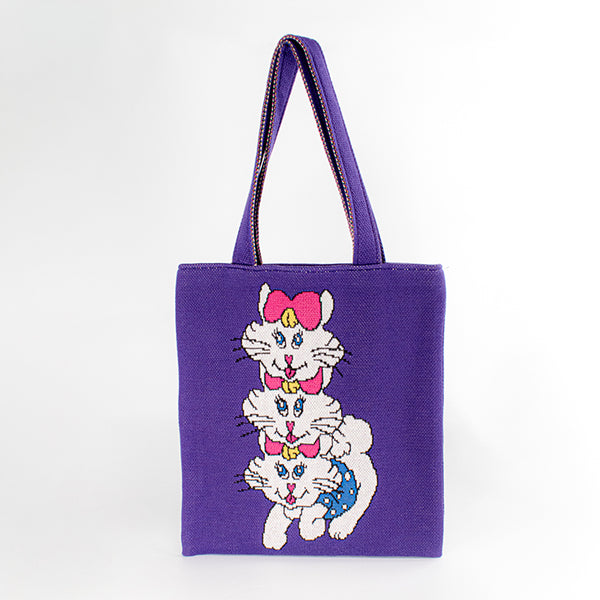 Knitting ☆ Horinouchi x Yanagida Masami collaboration [Nyanko knit bag] / Murasaki