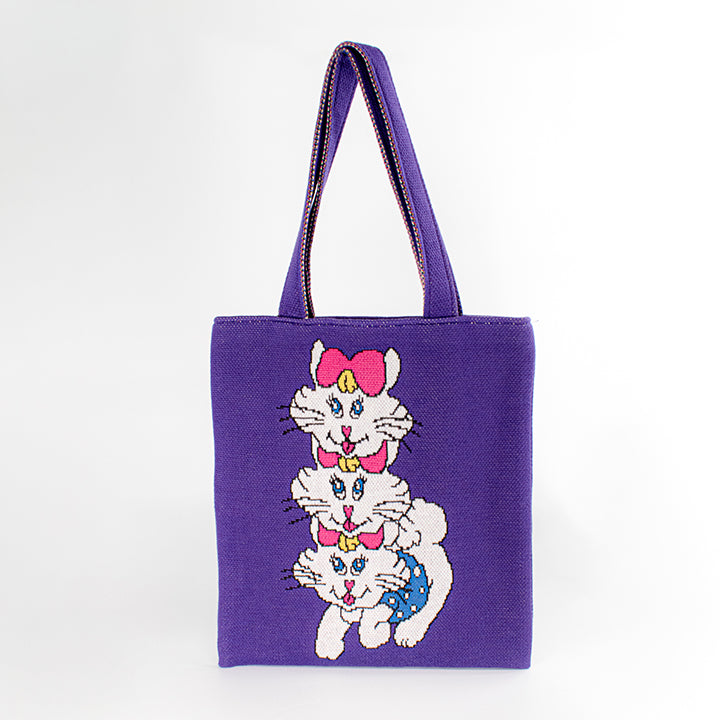 8/23 AM10:00 (JST) - Sales start Knitting ☆ Horinouchi x Yanagida Masami collaboration [Nyanko knit bag] / Murasaki