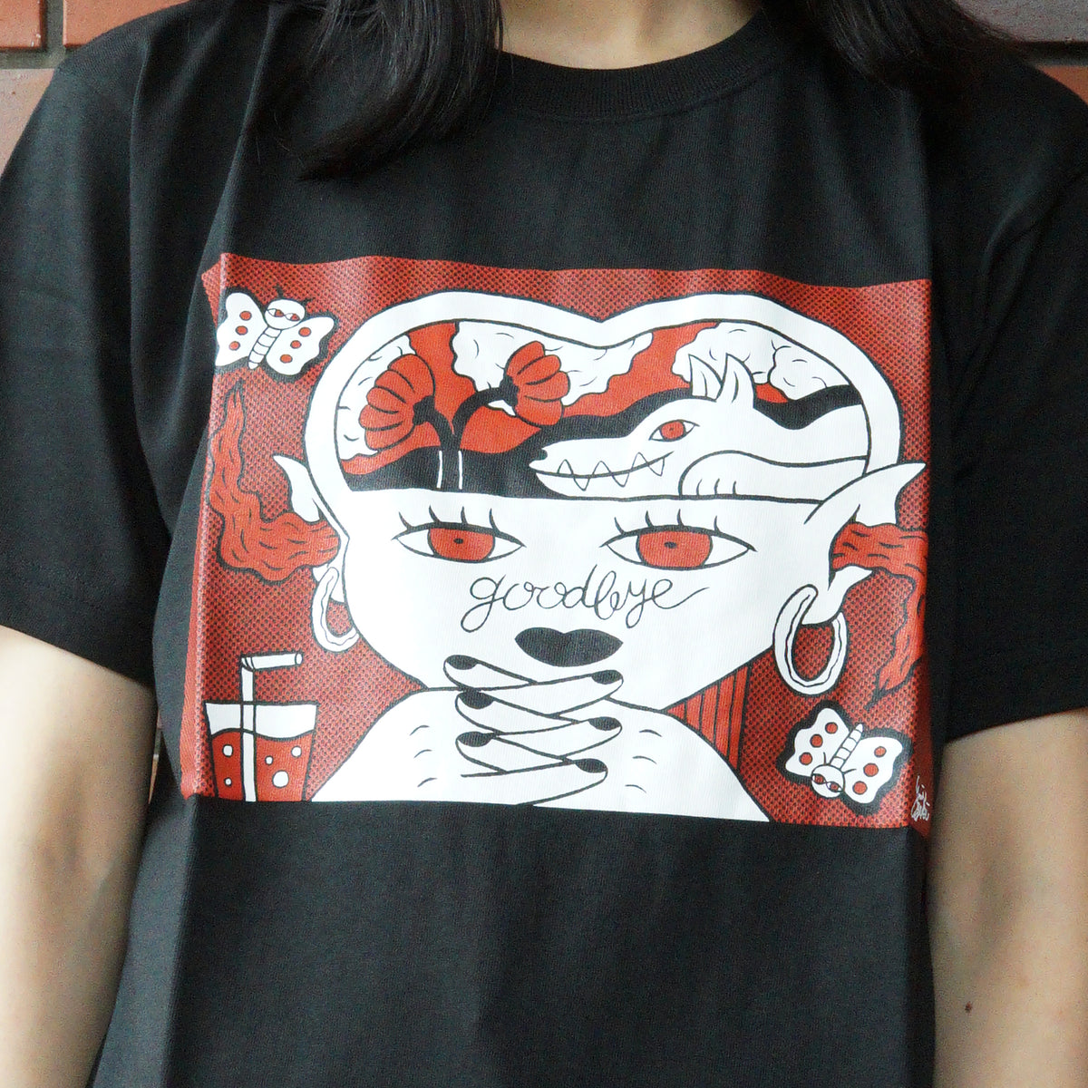 VINYL グラフィックTシャツ /オザキエミ /Goodbye /ブラック