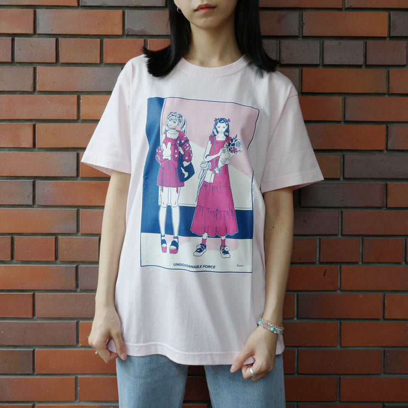 VINYL图案T恤/Haruna Sudo/霜粉色