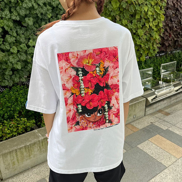 グラフィックBIGTシャツ／白／つのがい